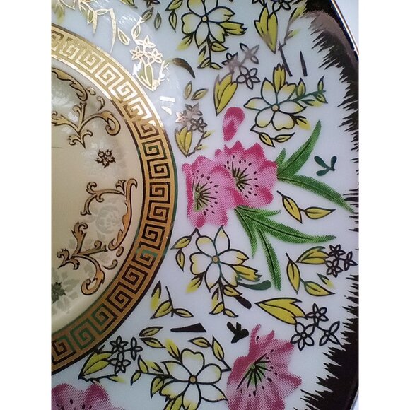 CC & T Porcelain Tea Cup Saucer Set With Pink Floral Design and Gold Accents - Picture 9 of 11